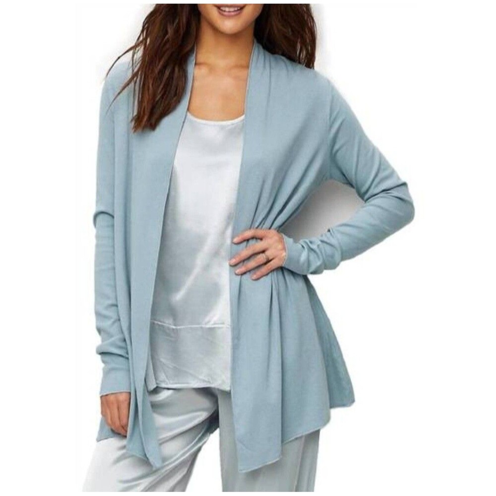 Coastal Quiet Luxury PJ Harlow Amelia Supima Cotton Blend Open Front Cardigan M